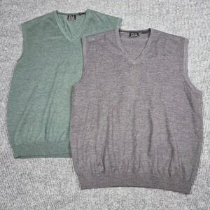Jos A Bank Signature Collection 100% Merino Wool V-Neck Sweater Vest XL Lot of 2